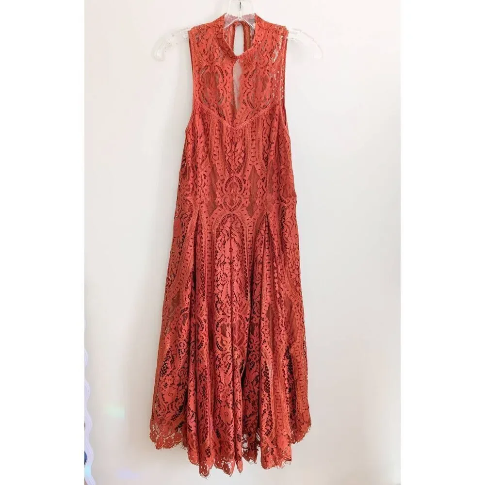 Free People Angel Rays Copper Lace Dress